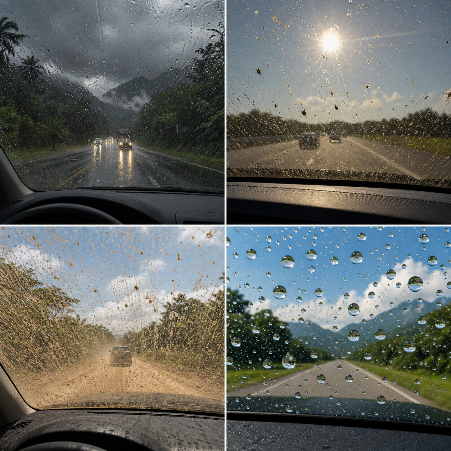 Los enemigos del parabrisas: lluvia, polvo, insectos, aceite
